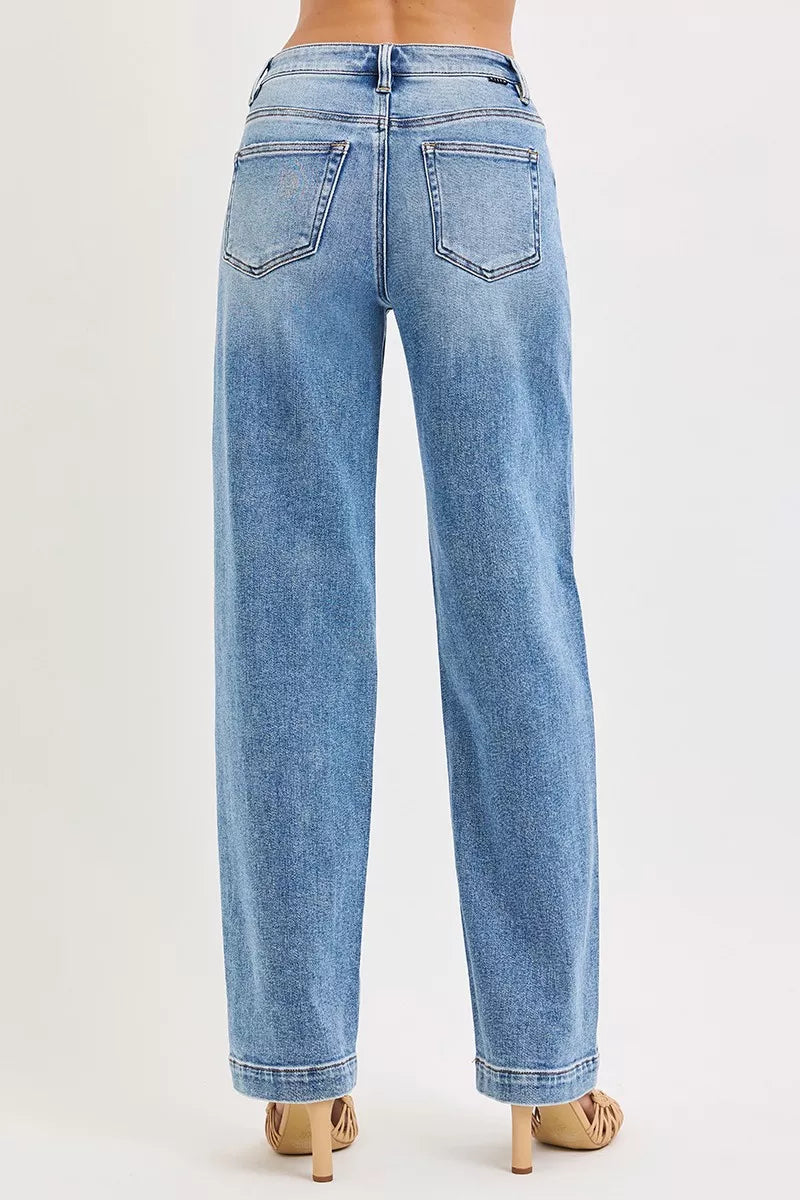 RISEN High Rise Wide Baggy Jeans by Trendsi