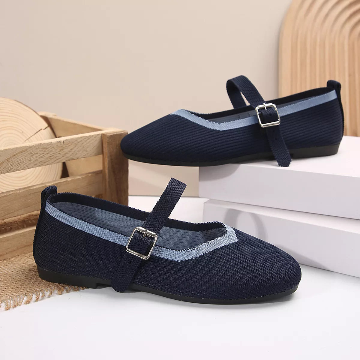 Round Toe Mesh Slip-Ons by Trendsi