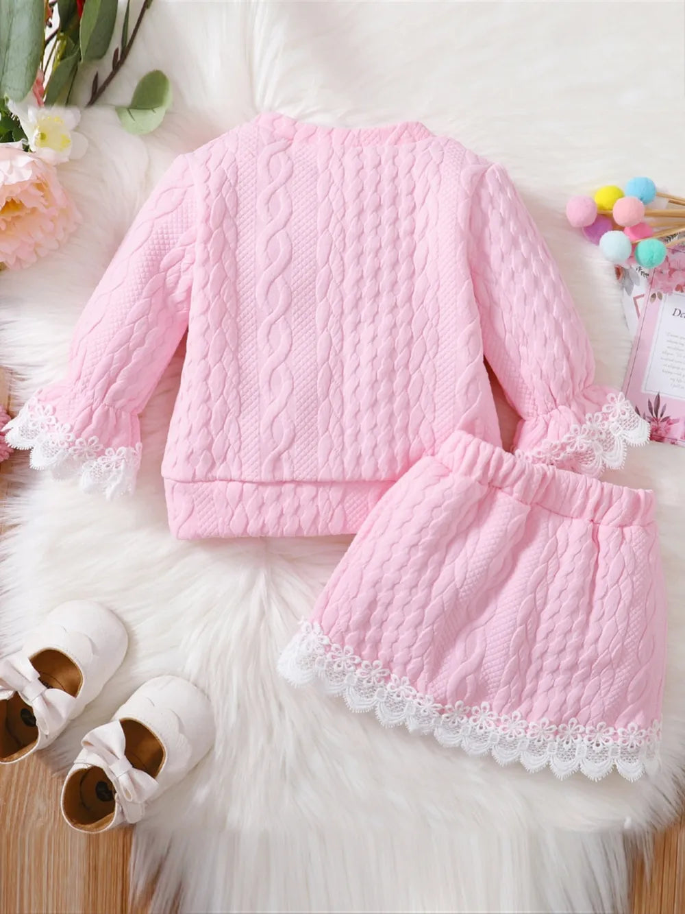 Children's Lace Detail Top and Skirt Set by Trendsi