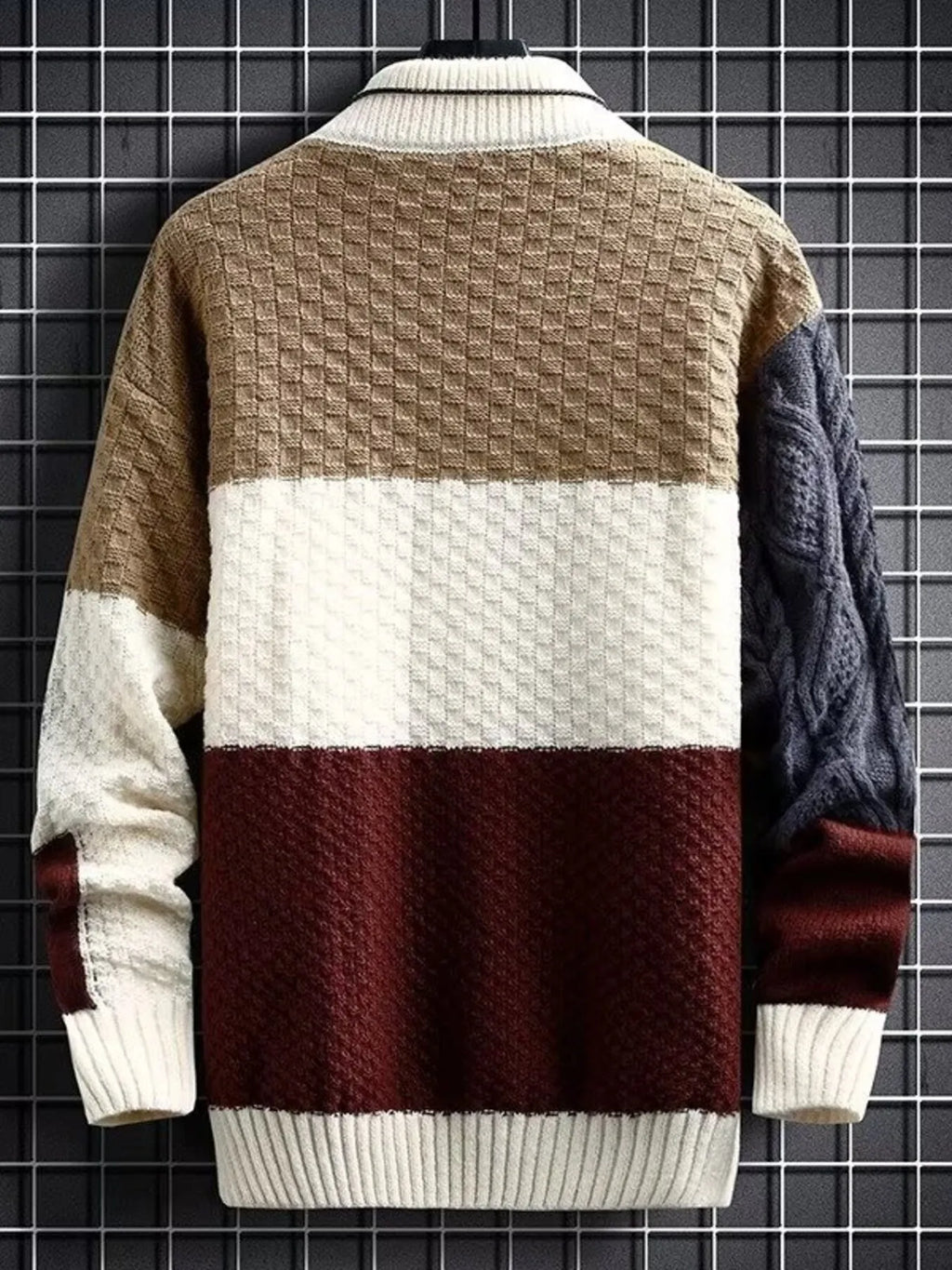 Men's Plus Size Color Block Knitted Pullover by Trendsi