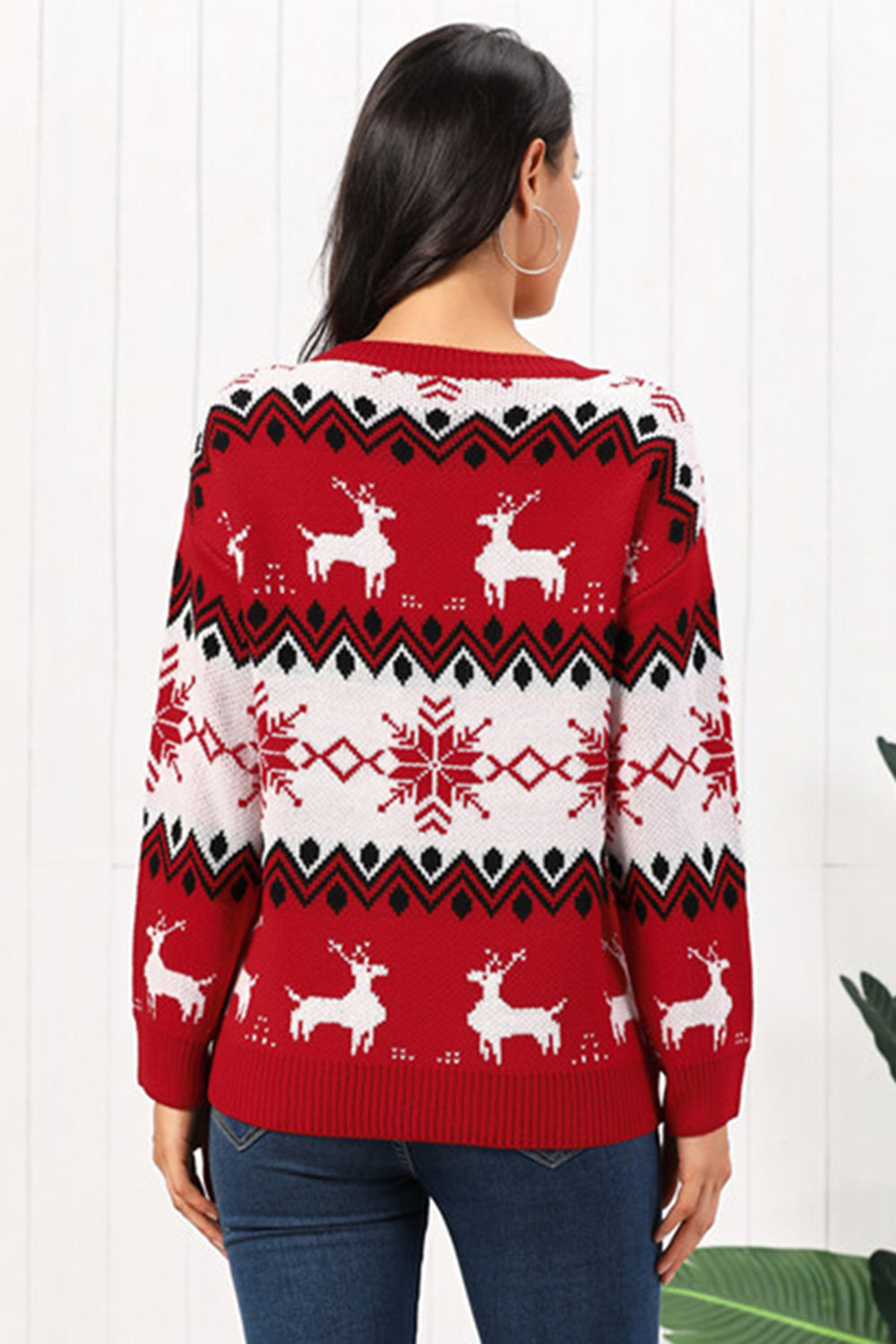 Reindeer Round Neck Sweater by Trendsi