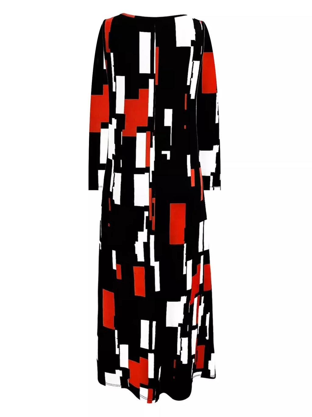 Geometric Print Long Sleeve Maxi Dress by Trendsi