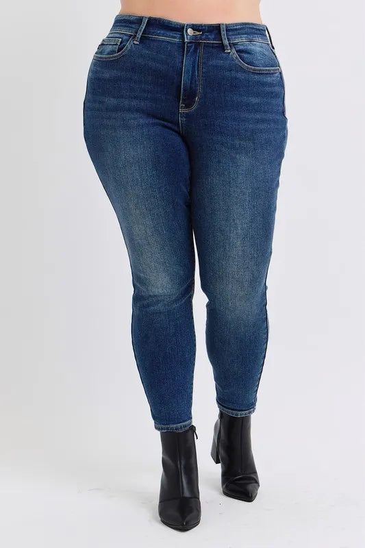 Judy Blue Full Size Run Mid-Rise Waist Skinny Jeans with Thermal Lining by Trendsi