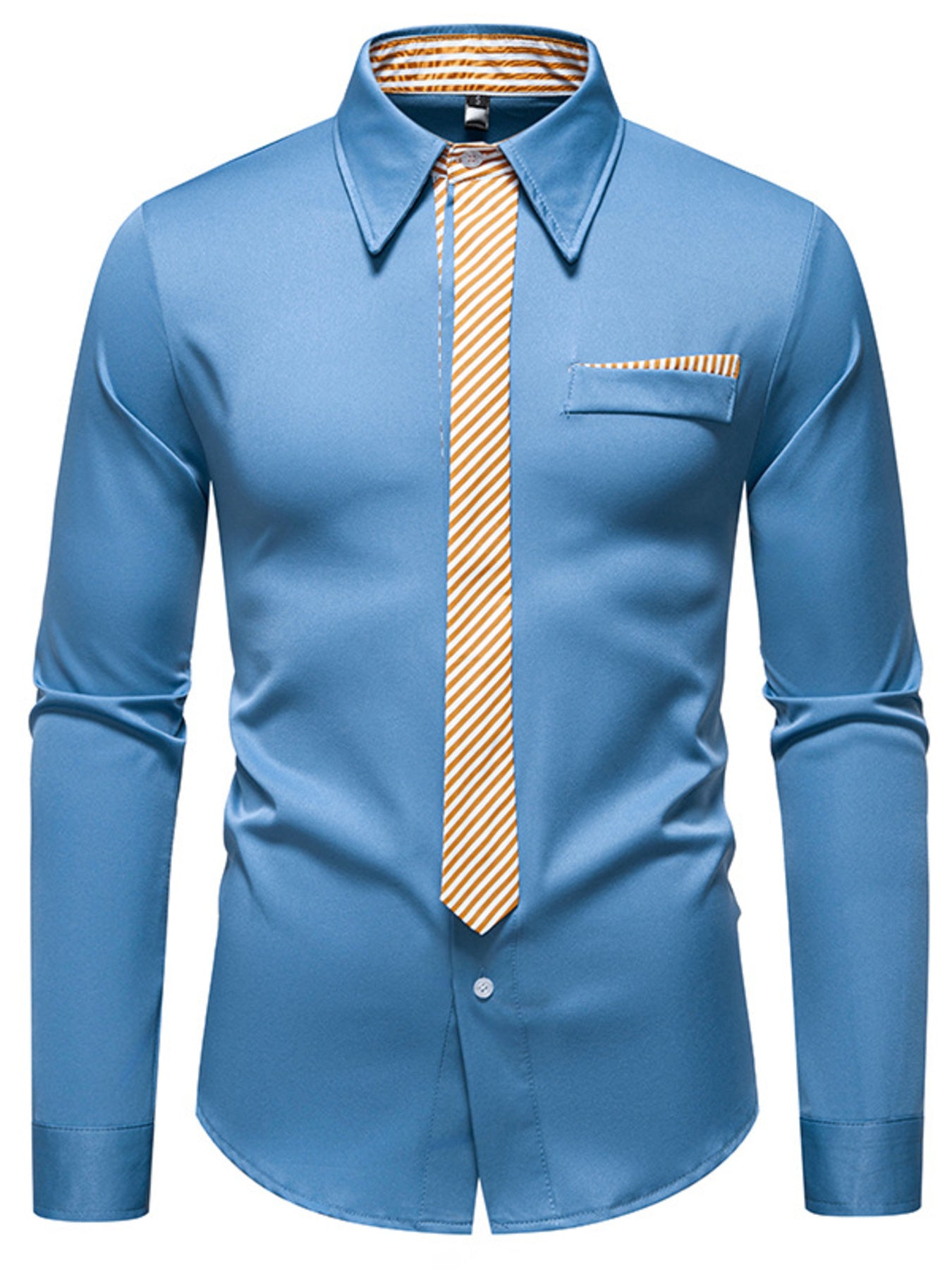 Men's Button Up Long Sleeve Shirt by Trendsi