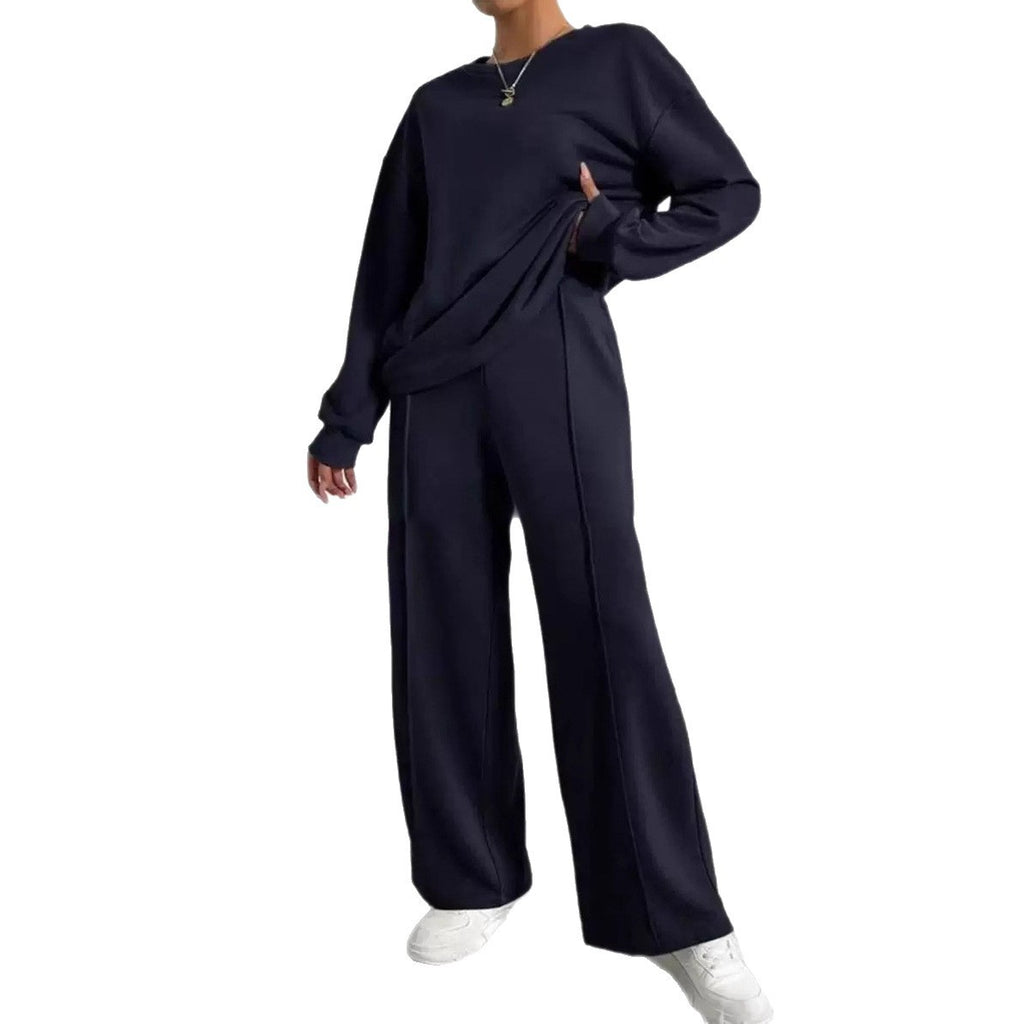 Women's Round Neck Long-sleeved Trousers Temperament Twinset by DC-THE CEO