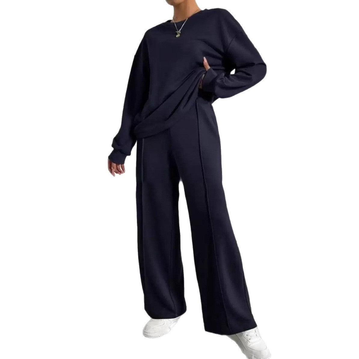 Women's Round Neck Long-sleeved Trousers Temperament Twinset by DC-THE CEO