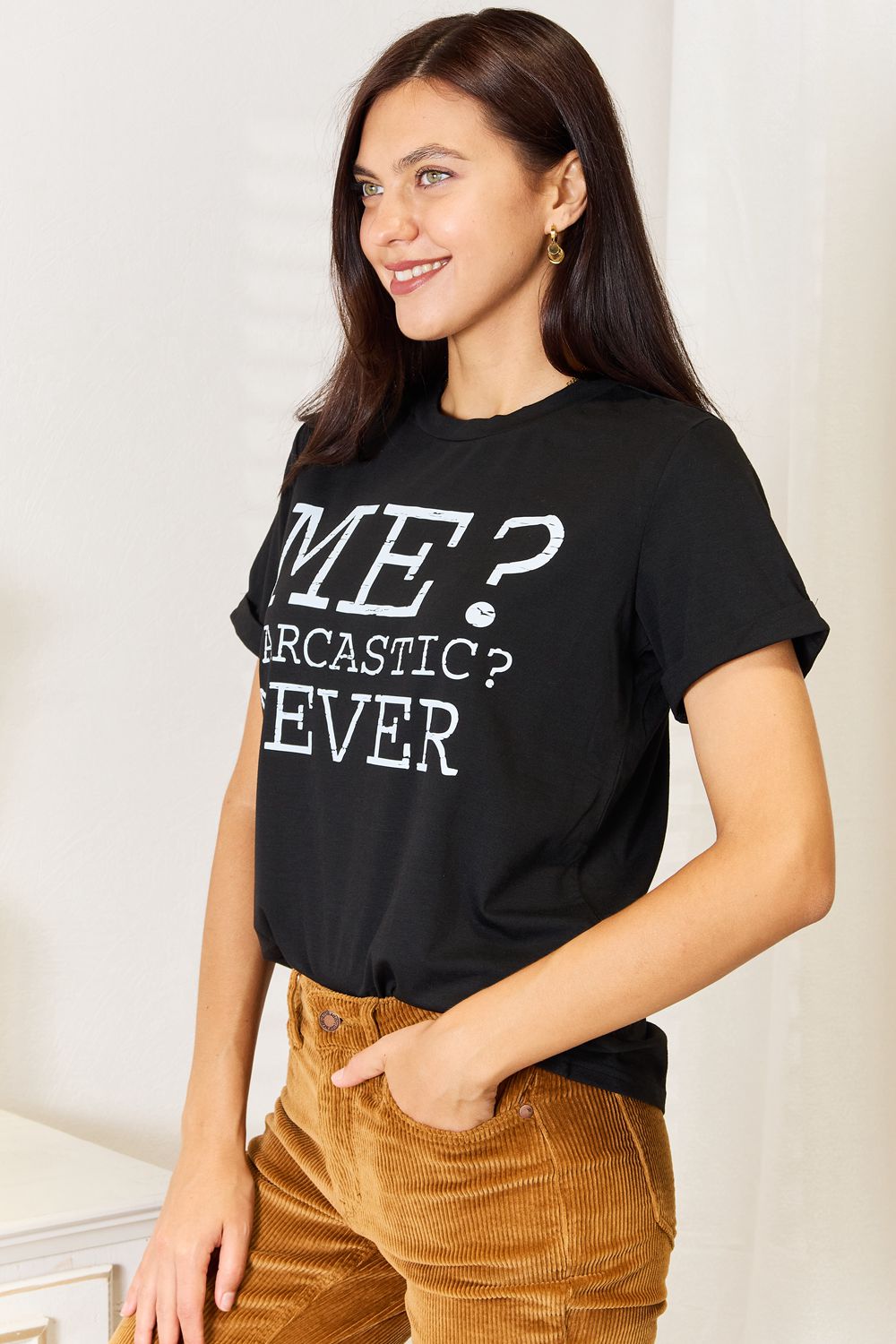 Simply Love Letter Graphic Round Neck T-Shirt by Trendsi