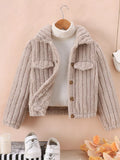 Children's Cozy Fleece Button-Down Jacket by Trendsi