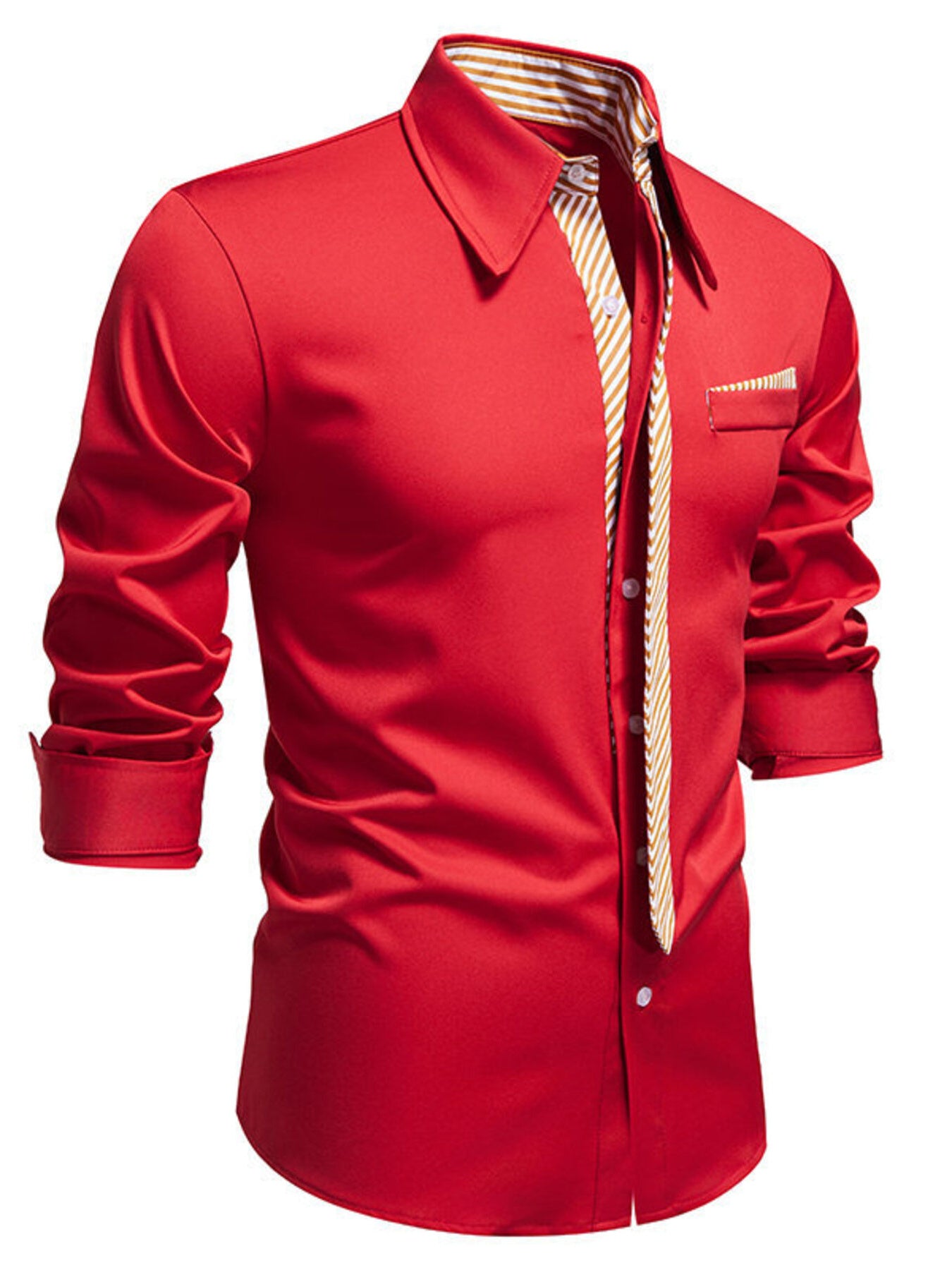 Men's Button Up Long Sleeve Shirt by Trendsi