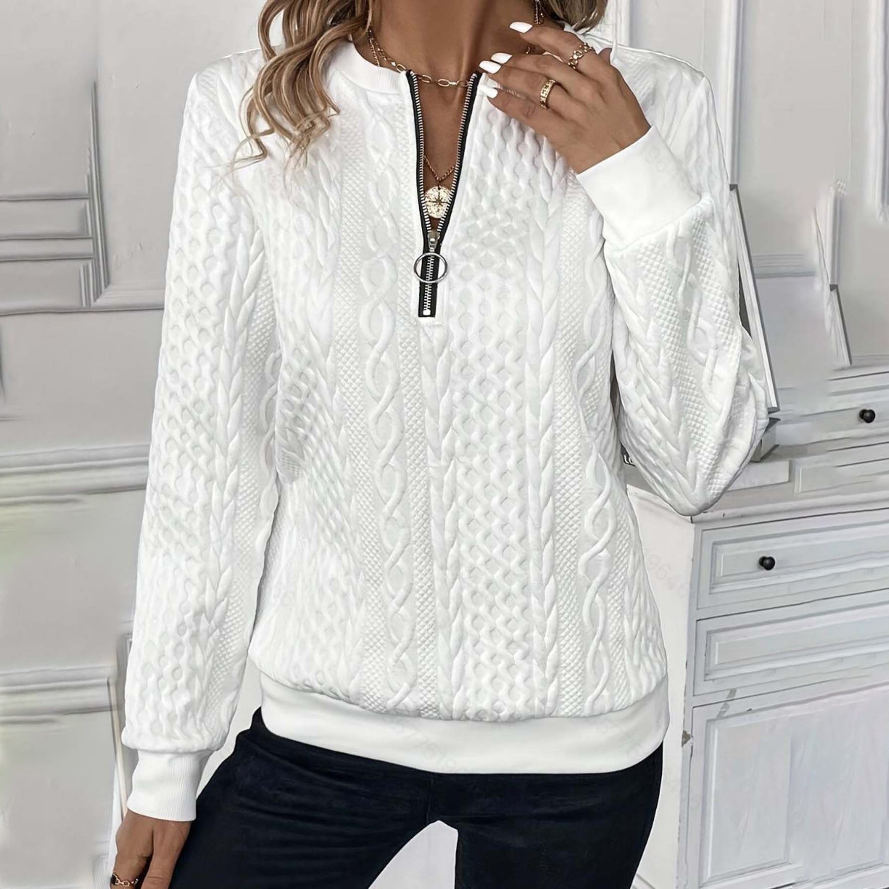 European And American Zipper Sweater Women's Coat Cardigan by DC-THE CEO