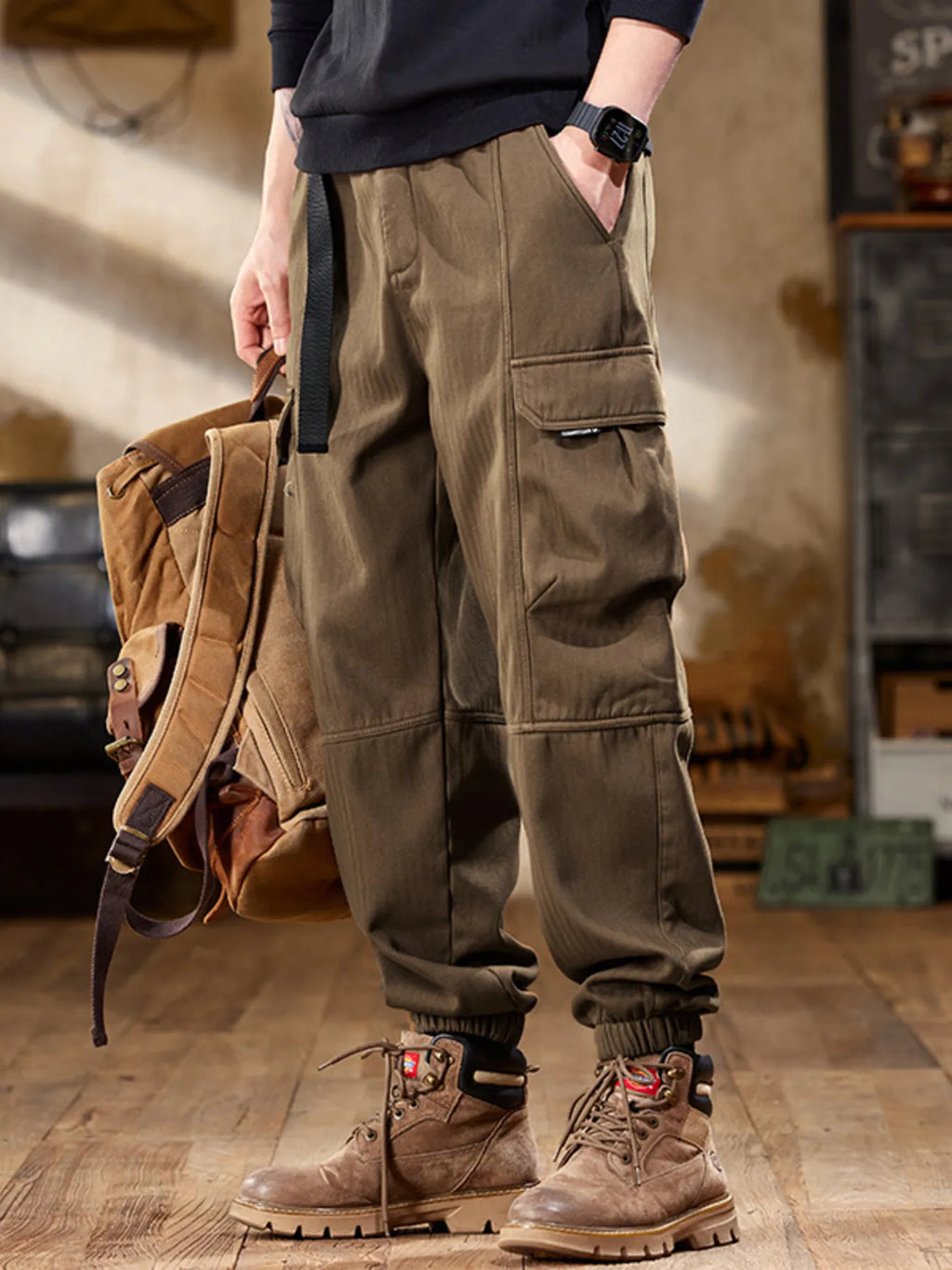 Men's Plus Size Casual Cargo Pants by Trendsi