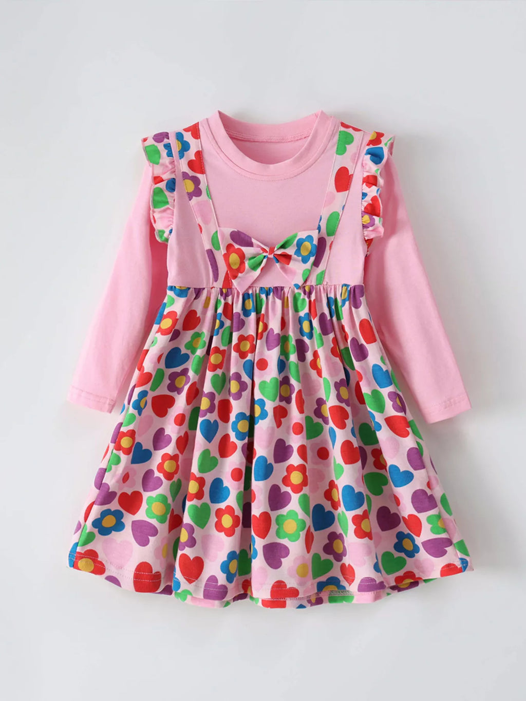 Children's Ruffled Printed Long Sleeve Dress by Trendsi
