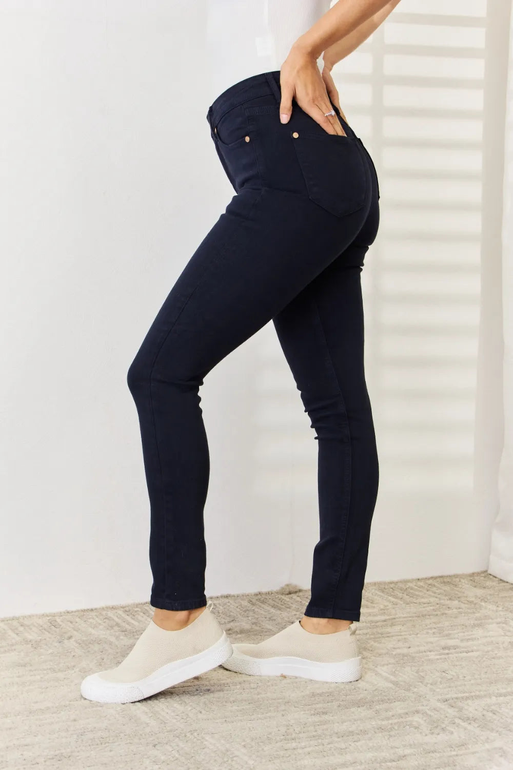 Judy Blue Full Size Garment Dyed Tummy Control Skinny Jeans by Trendsi