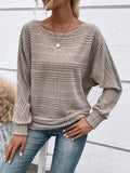 Ribbed Round Neck Long Sleeve Top by Trendsi