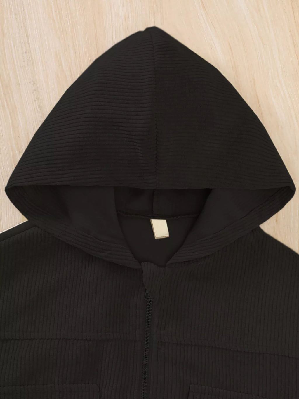 Children's Casual Corduroy Hooded Jacket by Trendsi