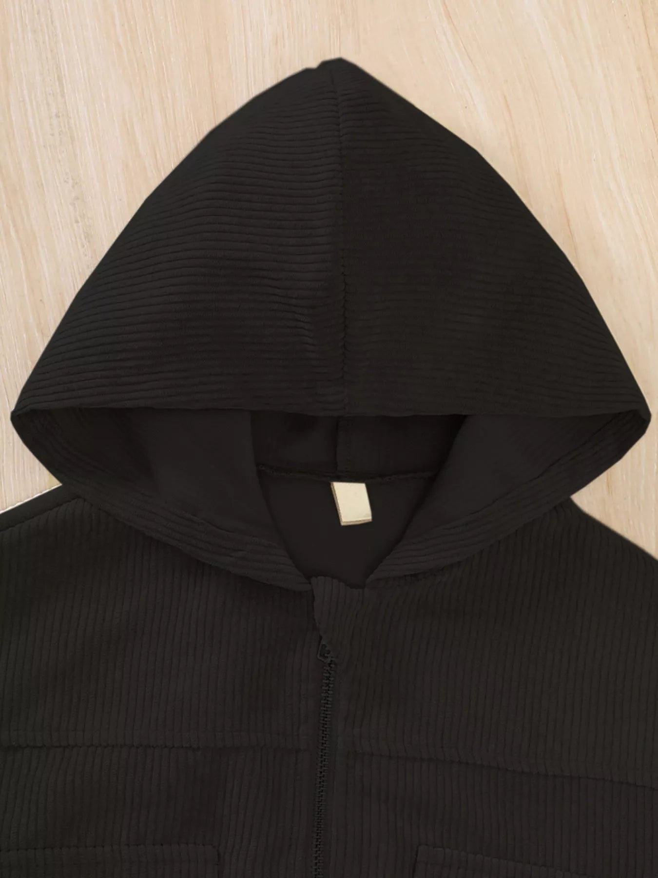 Children's Casual Corduroy Hooded Jacket by Trendsi