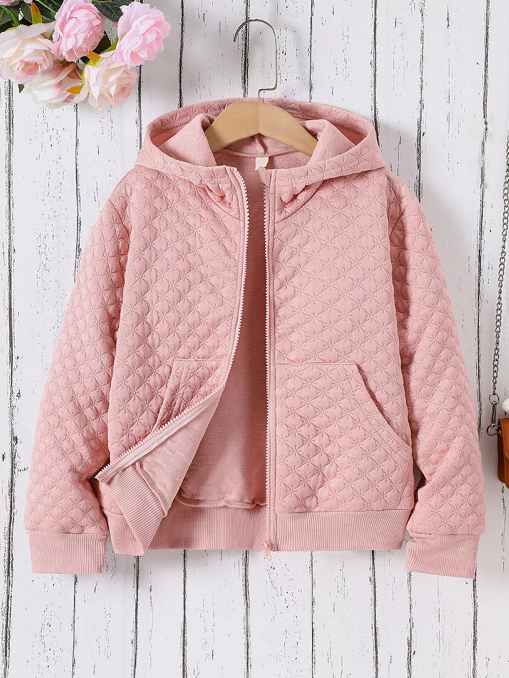 Children's Quilted Zip-Up Hooded Jacket by Trendsi