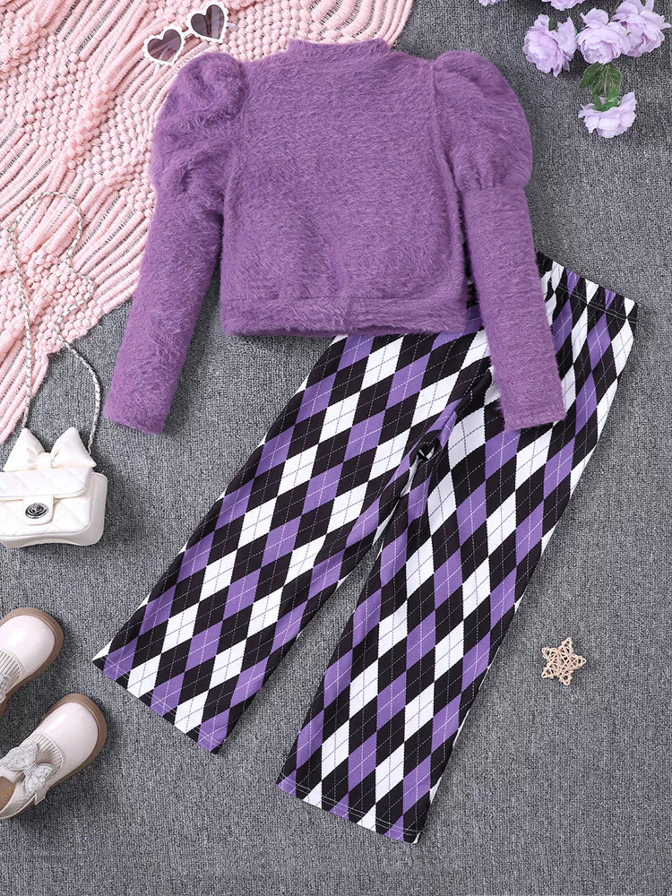 Children's Fuzzy Knit Top & Pants Set by Trendsi