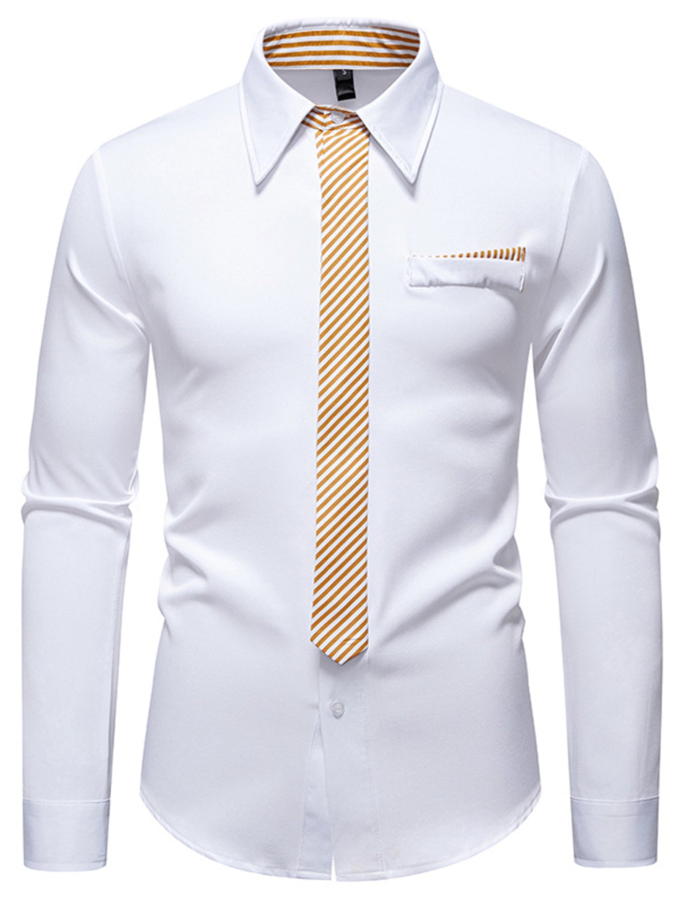 Men's Button Up Long Sleeve Shirt by Trendsi