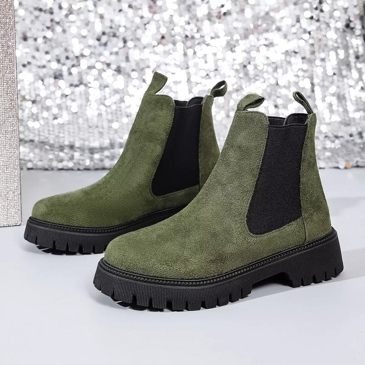 Elastic Side Panels Ankle Boots by Trendsi