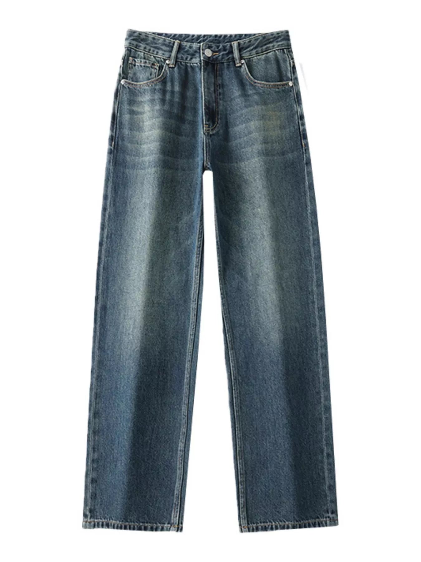 Men's Vintage Wash Wide Leg Jeans by Trendsi