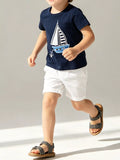 Children's Sailboat Graphic Round Neck T-Shirt by Trendsi