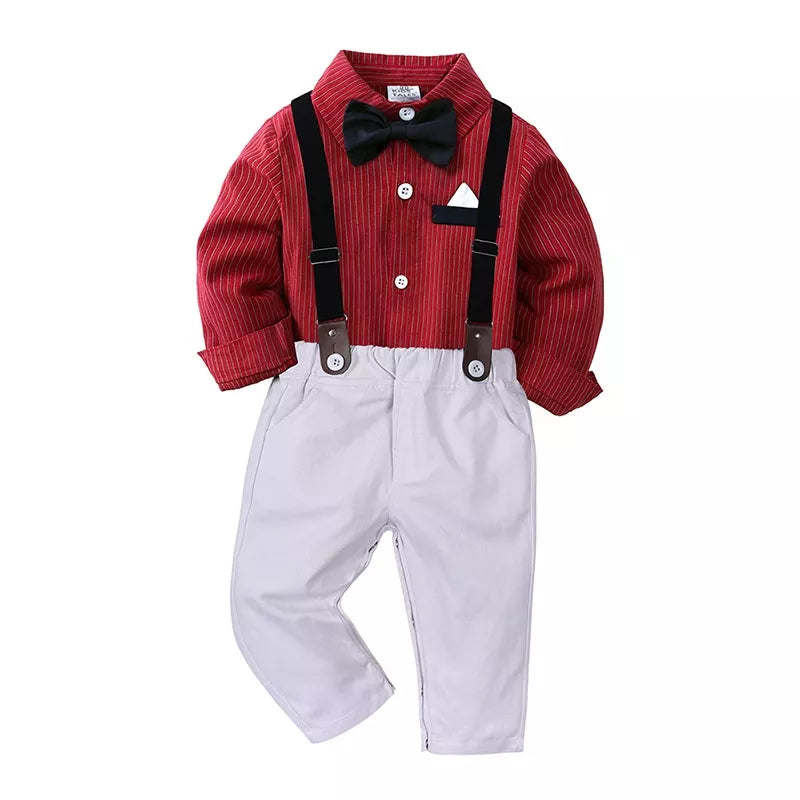 Children's Striped Shirt and Overall Set by Trendsi