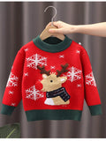 Children's Christmas Reindeer Snowflake Knitted Sweater by Trendsi