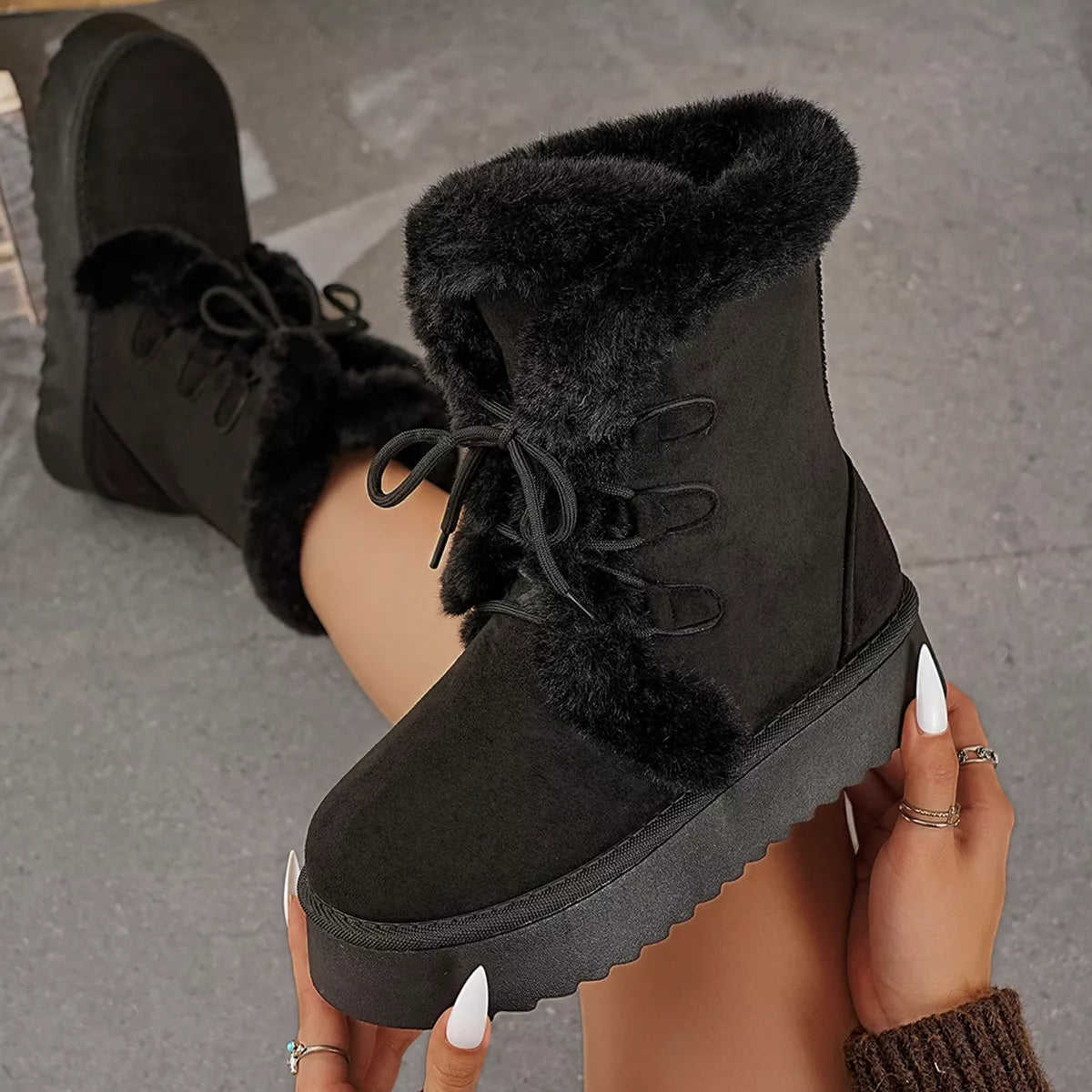 Round Toe Platform Boots by Trendsi