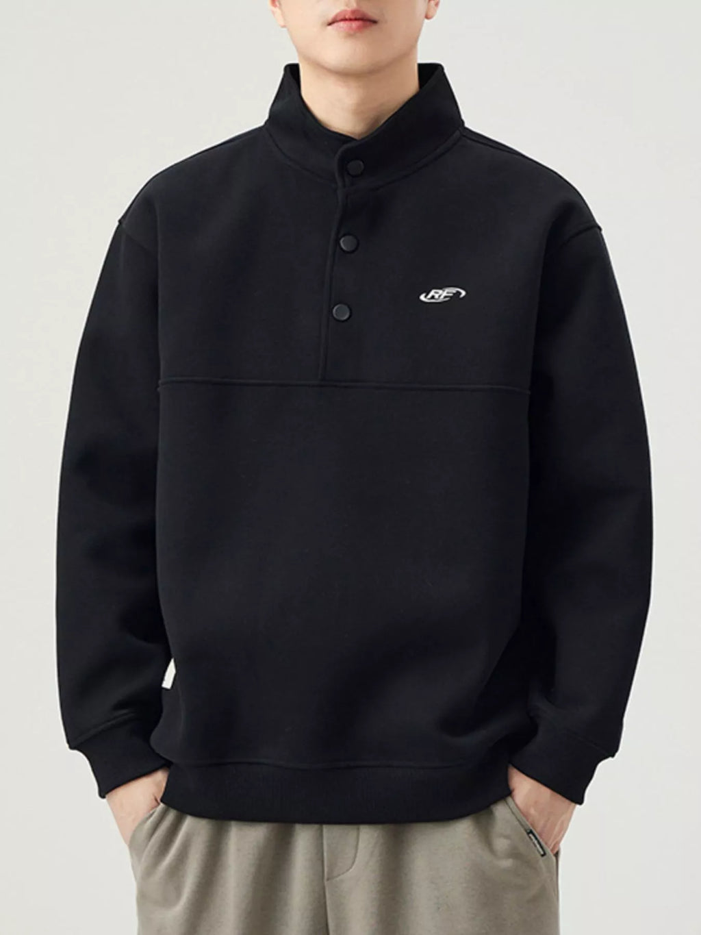 Men's Plus Size Button Detail Long Sleeve Sweatshirt by Trendsi