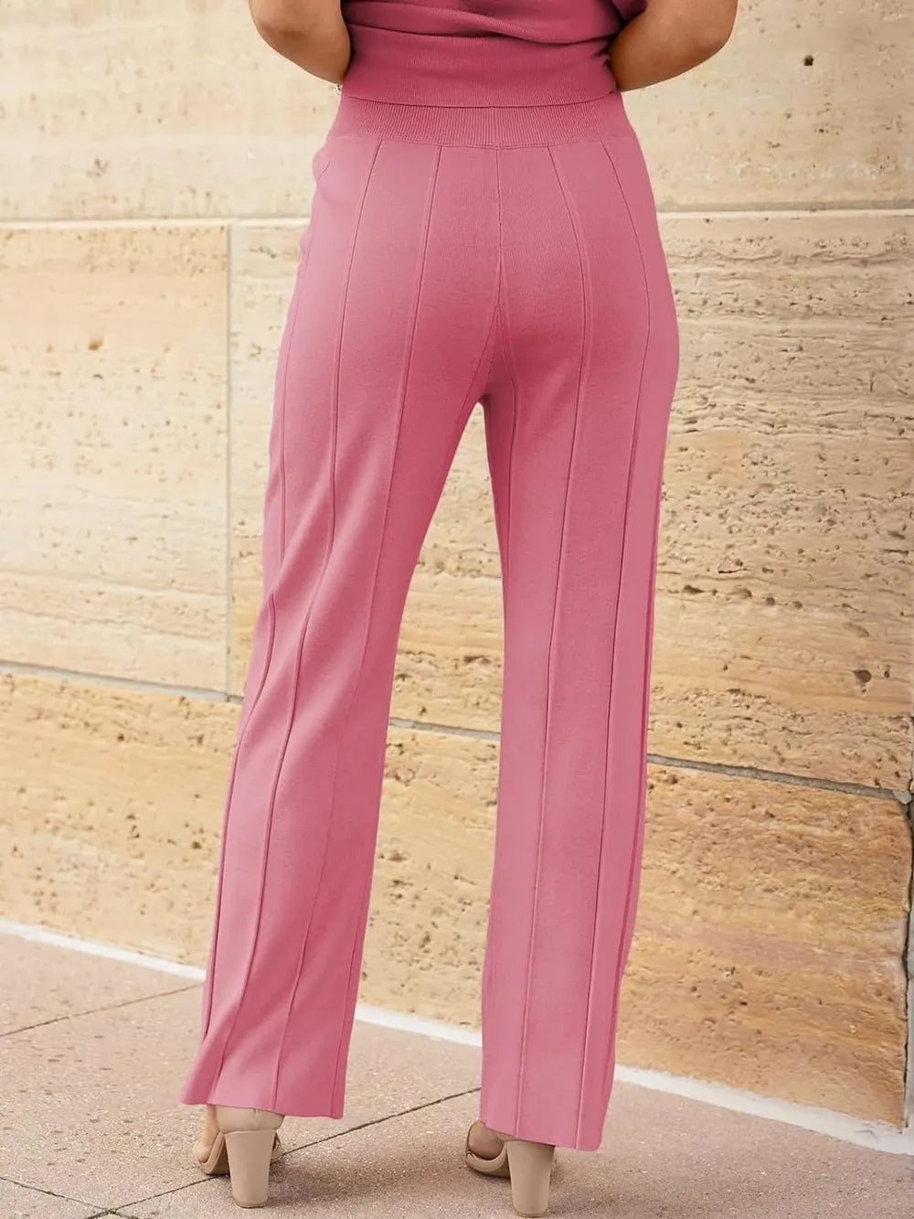 Round Neck Cap Sleeve Top and Pants Knit Set by Trendsi