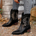 Western Cowboy Boots with Embroidered Design by Trendsi