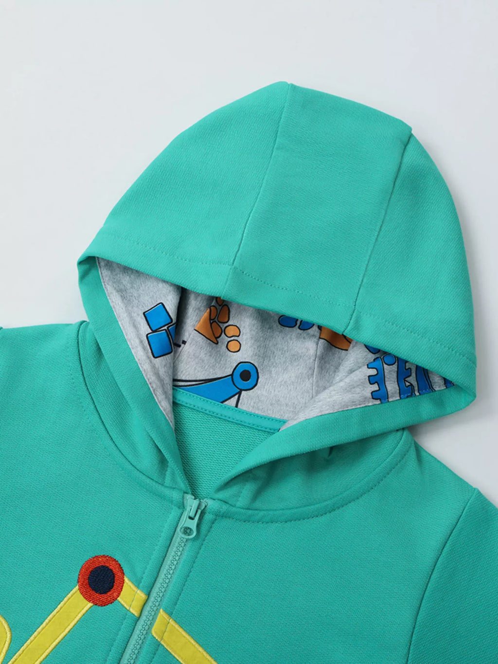 Children's Cartoon Construction Vehicle Zip-Up Hoodie by Trendsi