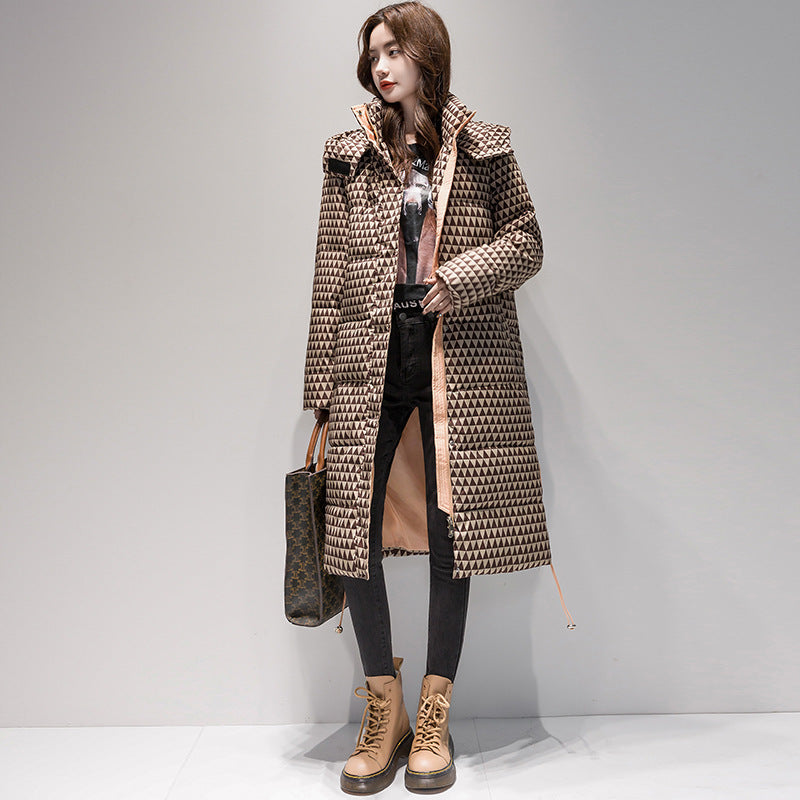 Plaid Down Cotton-padded Coat For Women Houndstooth by DC-THE CEO
