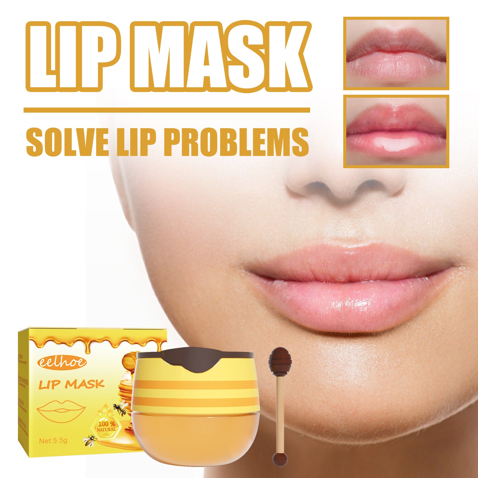 EELHOE Honey Lip Mask Moisturizing Exfoliating Lip Care Bee Lipstick by DC-THE CEO