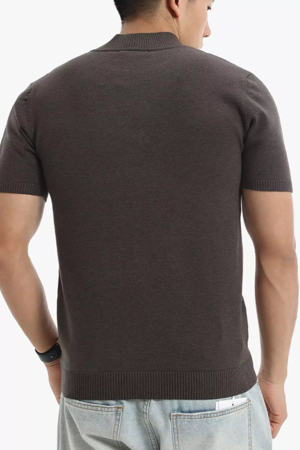 Men's Plus Size Slim Fit Short Sleeve Sweater by Trendsi