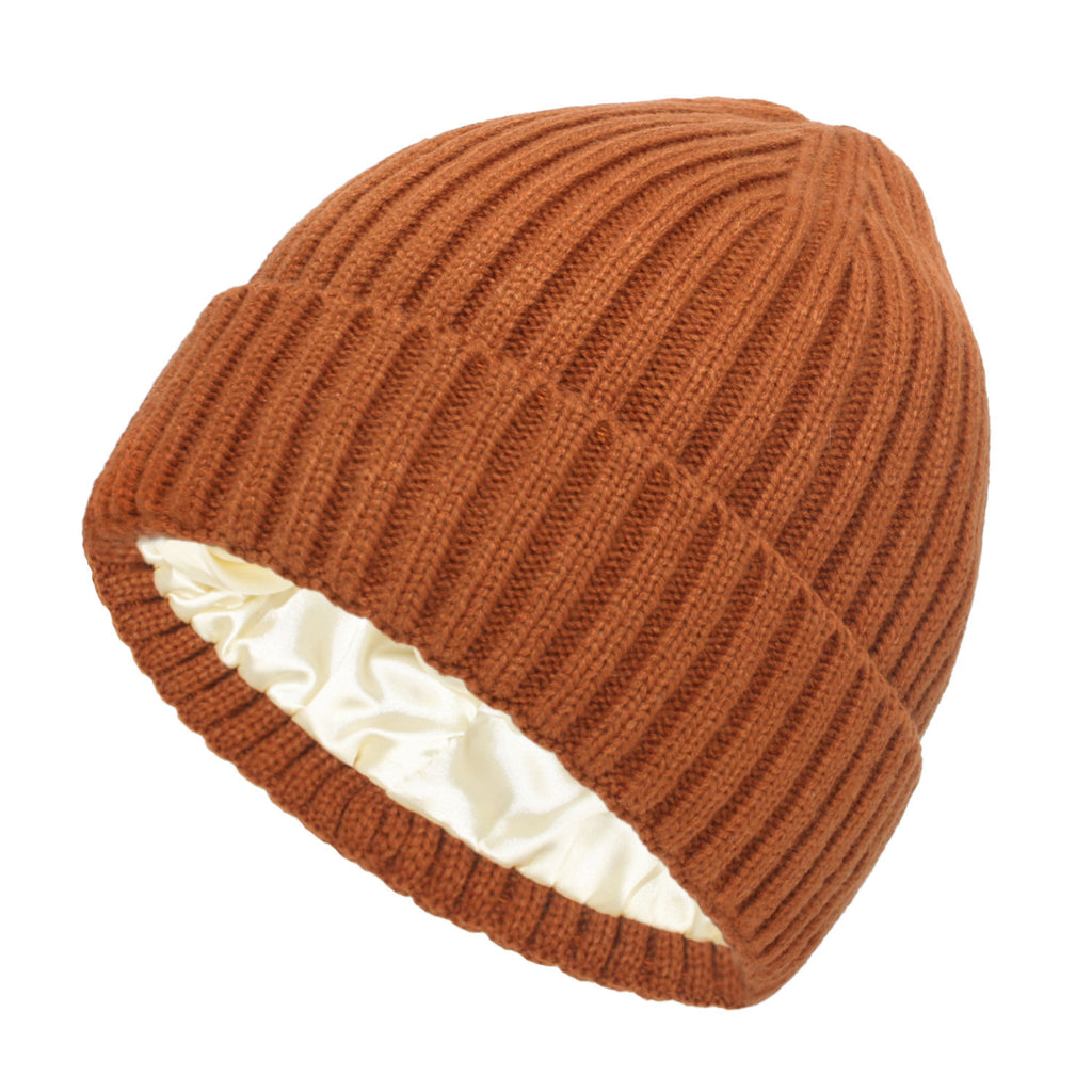 Satin Warm All-matching Slipover Knitted Hat by DC-THE CEO