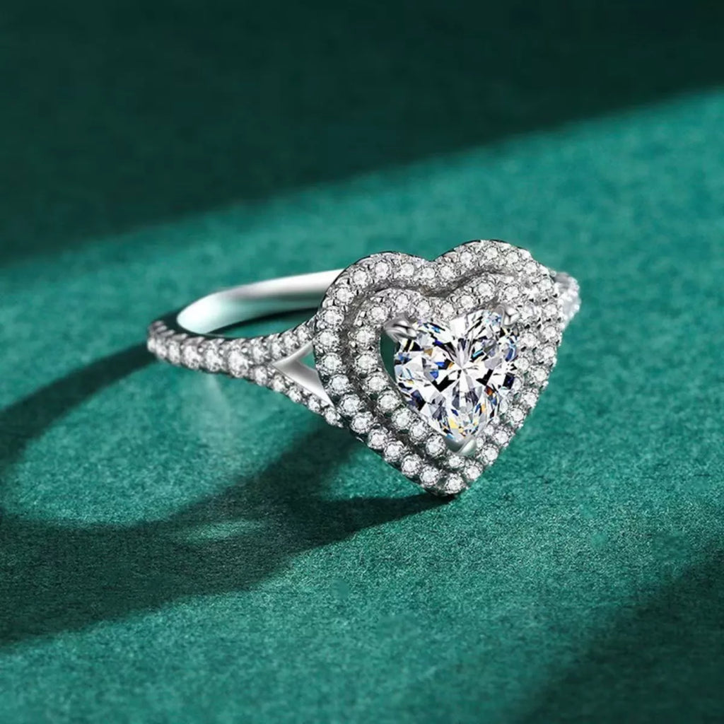 1 Carat Moissanite Heart-Shaped Ring by Trendsi
