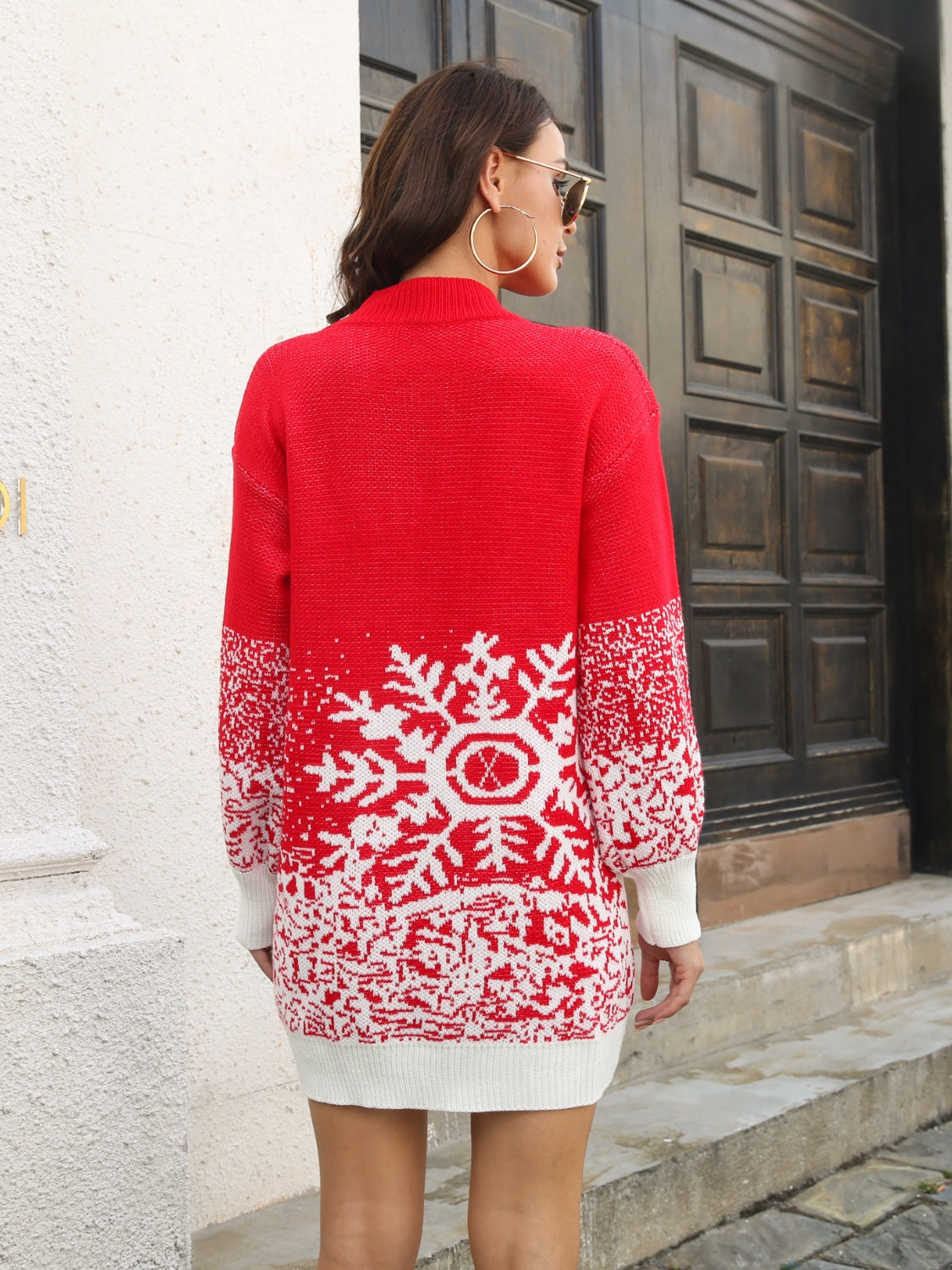 Snowflake Pattern Sweater Dress by Trendsi