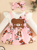 Children's Bear Long Sleeve Dress with Headband by Trendsi