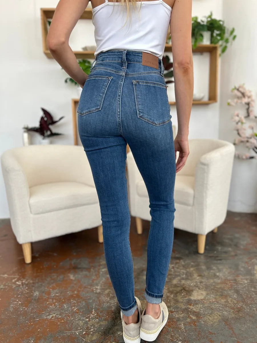 Judy Blue Full Size Cuffed Hem Skinny Jeans by Trendsi