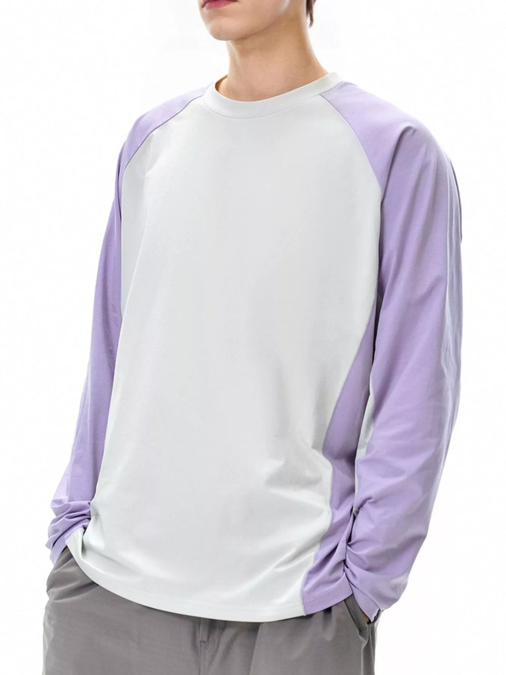 Men's Two-Tone Raglan Long Sleeve T-Shirt by Trendsi