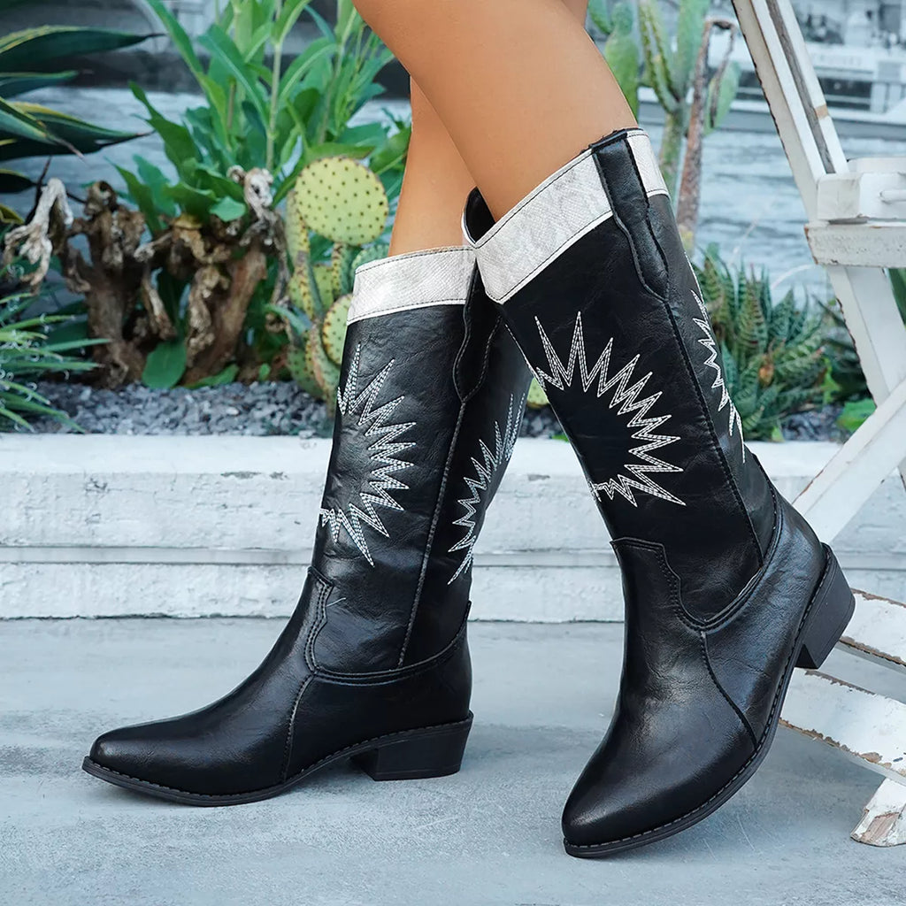 Point Toe Block Heels Boots by Trendsi