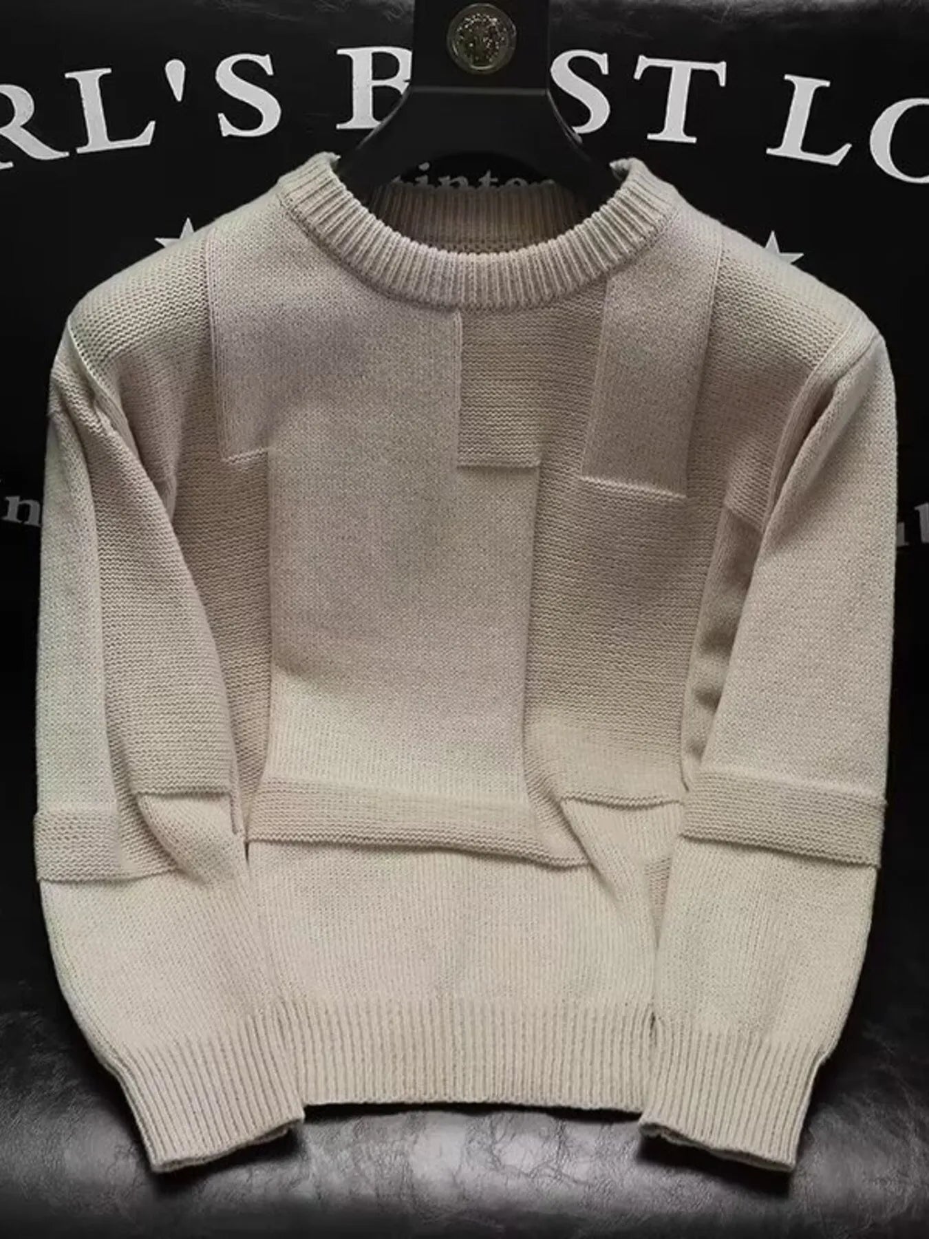 Men's Plus Size Round Neck Long Sleeve Sweater by Trendsi