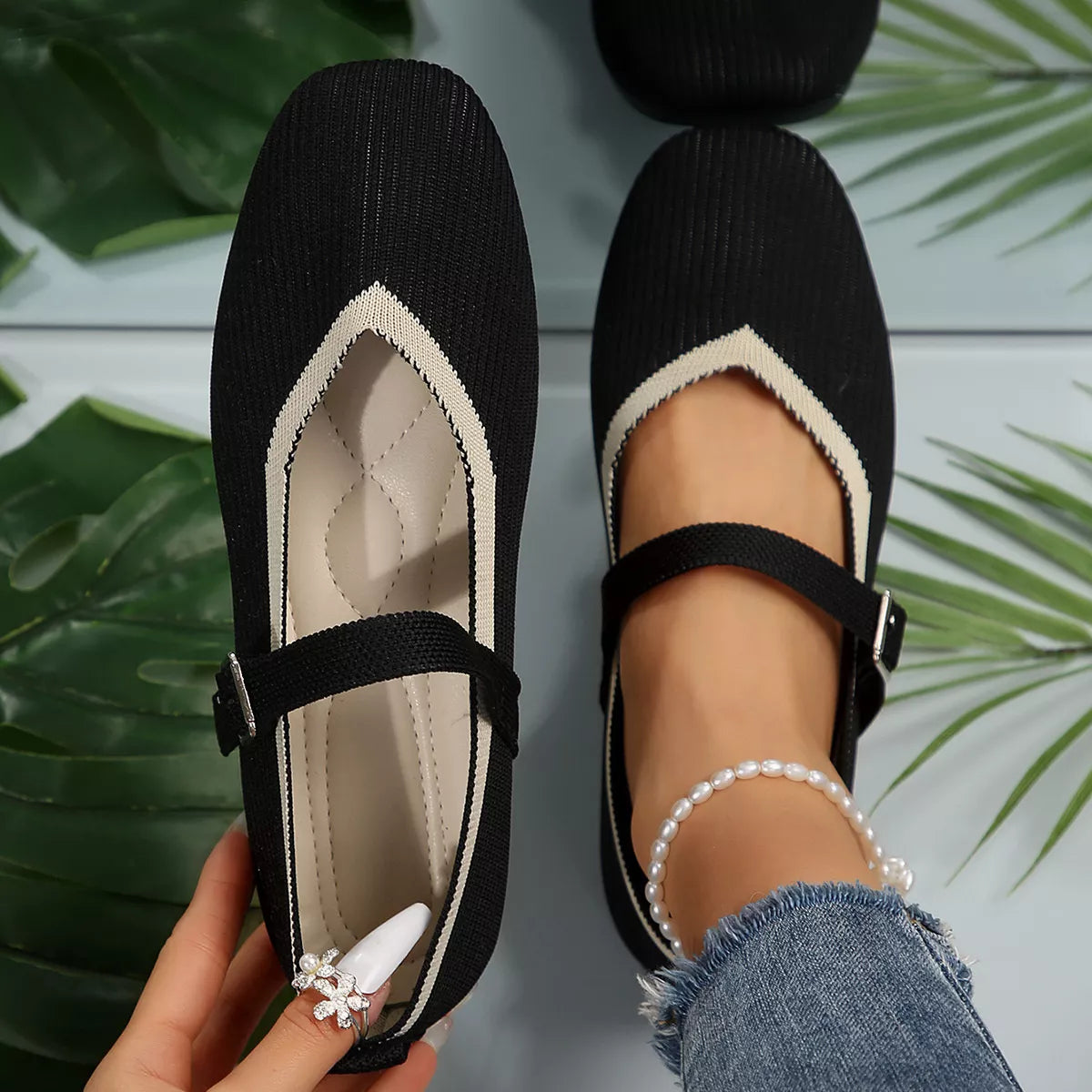 Round Toe Mesh Slip-Ons by Trendsi