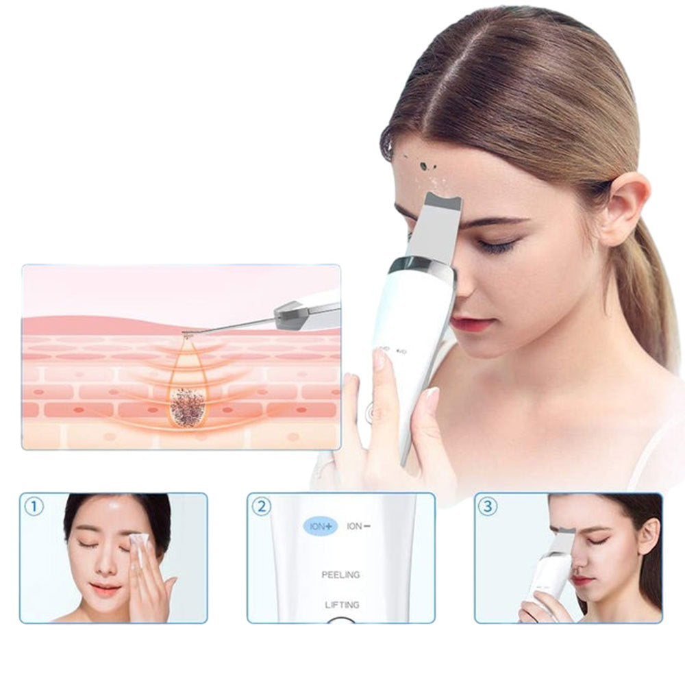 Electric Ultrasonic Skin Scrubber Face Spatula Home Ultrasonic Skin Scrubber Facial Cleaner Handheld Mini Derma Galvanica Tightening Face Scrubber Machine Skin Scrubber USB Ultrasonic by DC-THE CEO