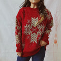 Snowflake Pattern Long Sleeve Sweater by Trendsi