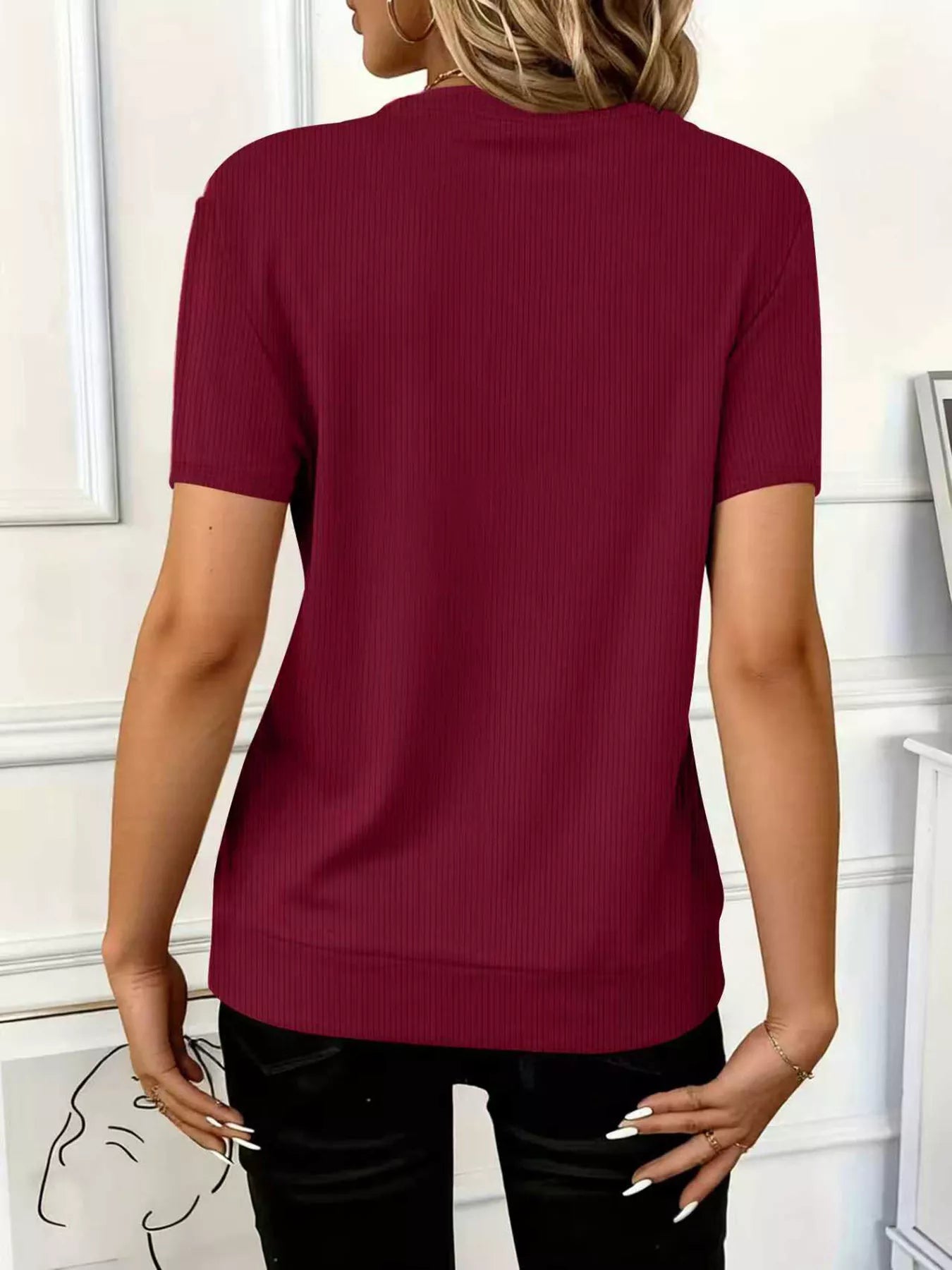 Half Zip Short Sleeve Top by Trendsi