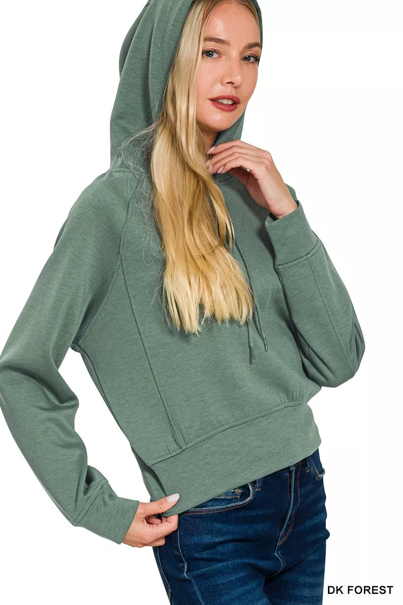 Zenana Drawstring Scuba Hoodie by Trendsi