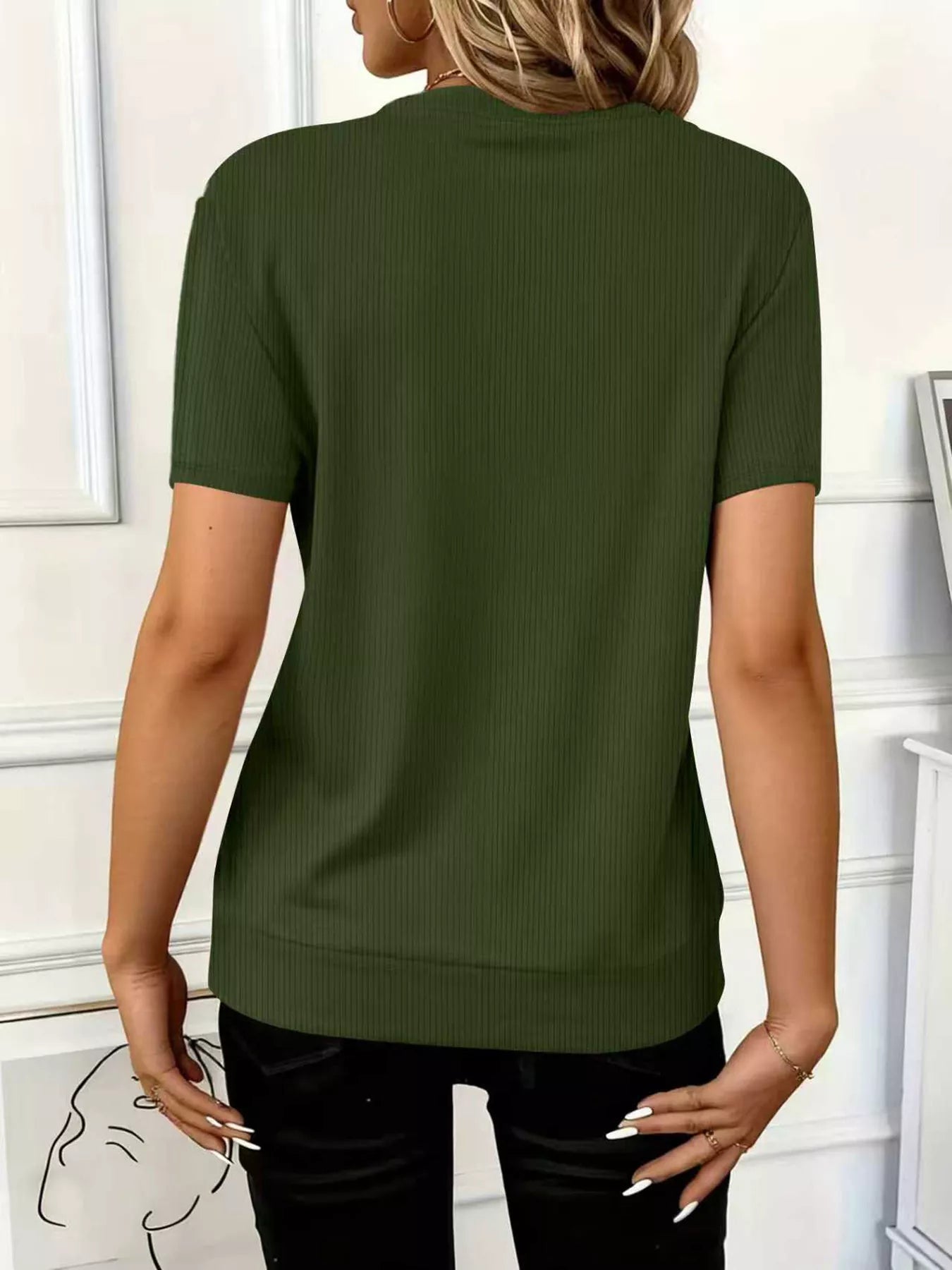 Half Zip Short Sleeve Top by Trendsi